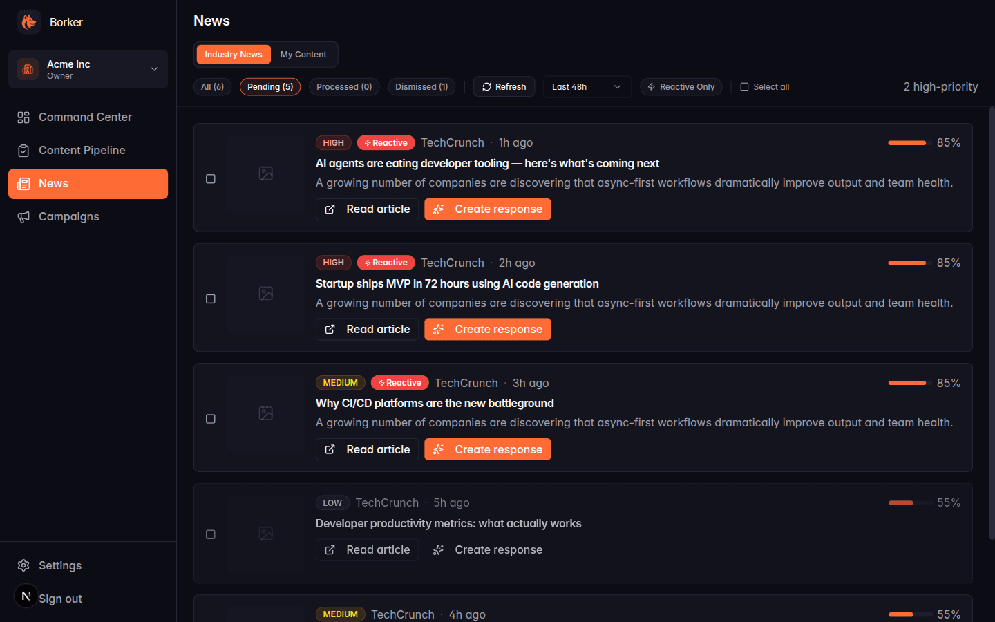 News industry news tab